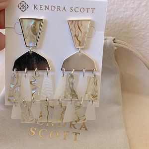 Kendra Scott Silver and White Abalone Rechelle Earrings
